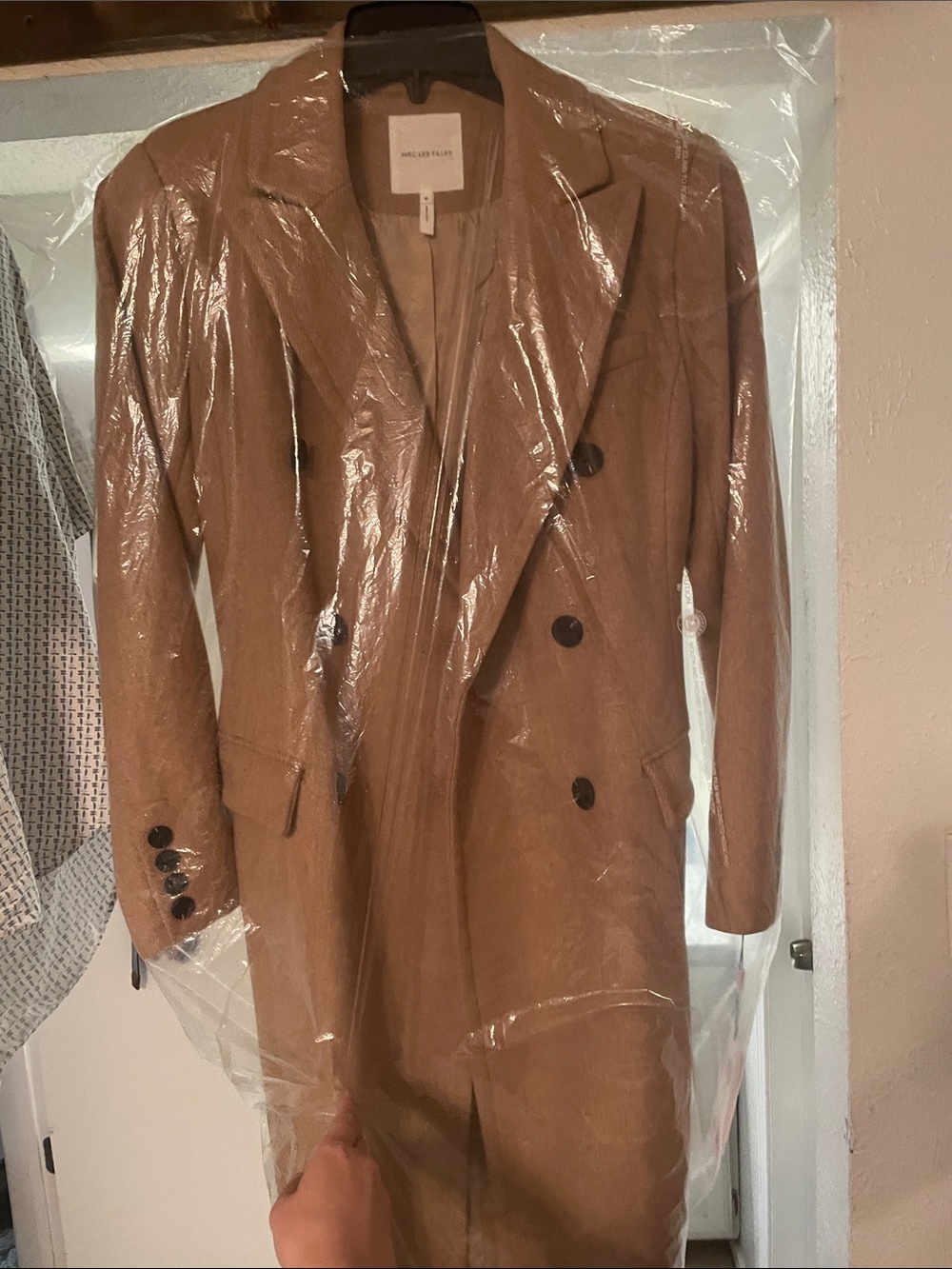 Avec Les Filles Camel Diuble Breasted Coat